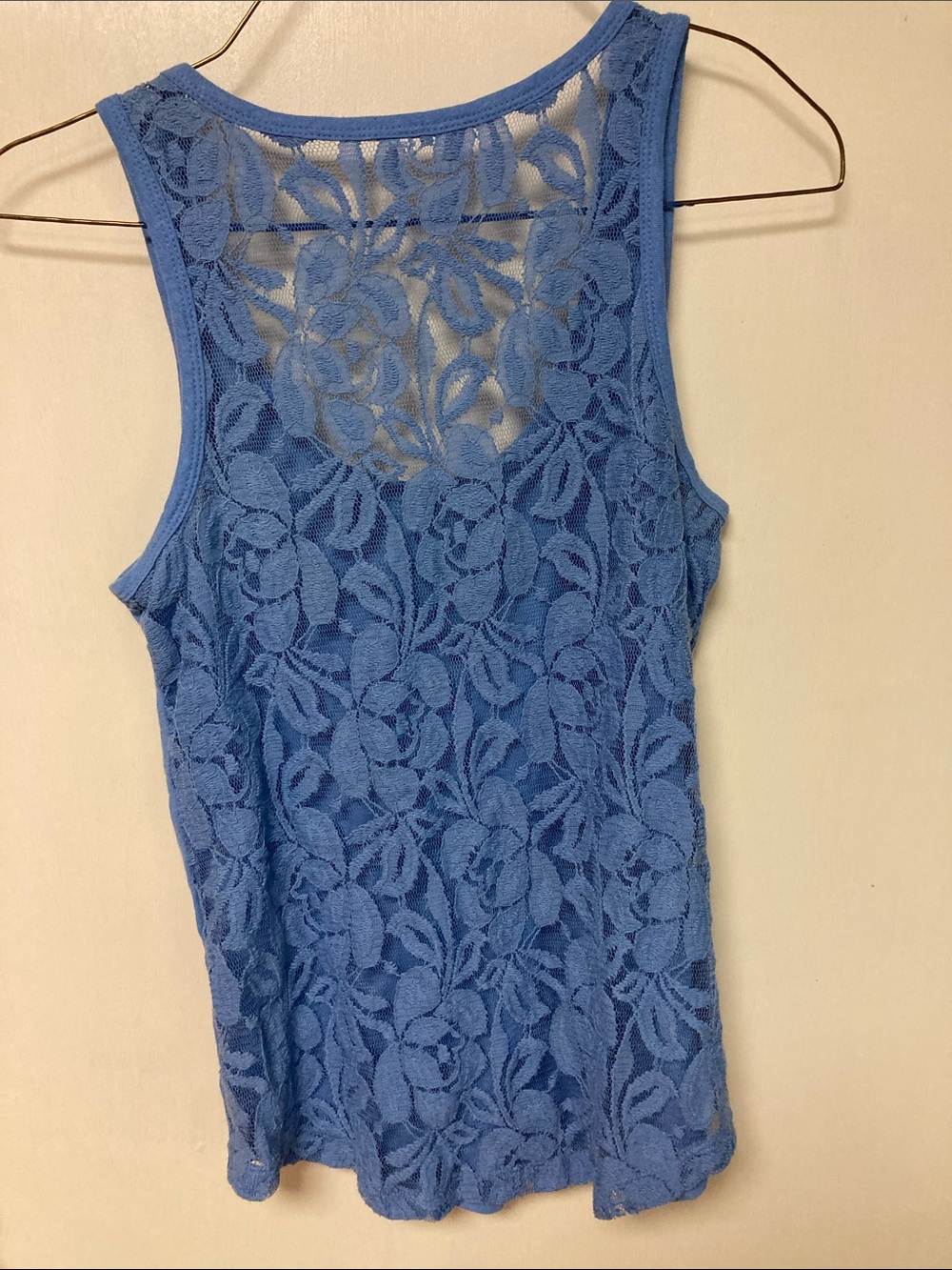 Blue Lace-Back Sleeveless Tank Top - Picture 2 of 2